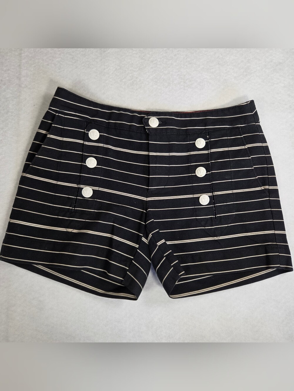 Tommy Hilfiger Navy and White Striped Sailor-Style Shorts